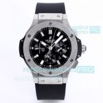 Swiss 4100 Copy Hublot Big Bang Watch SS Black Dial With Rubber Strap